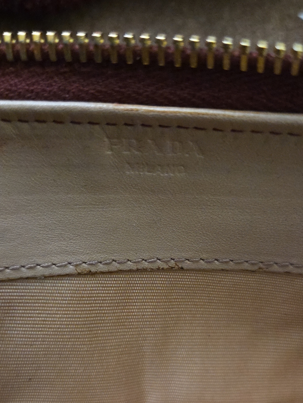 Prada Chevron Quilted Zip Wallet in Burgundy with Gold Hardware - Picture 4 of 4